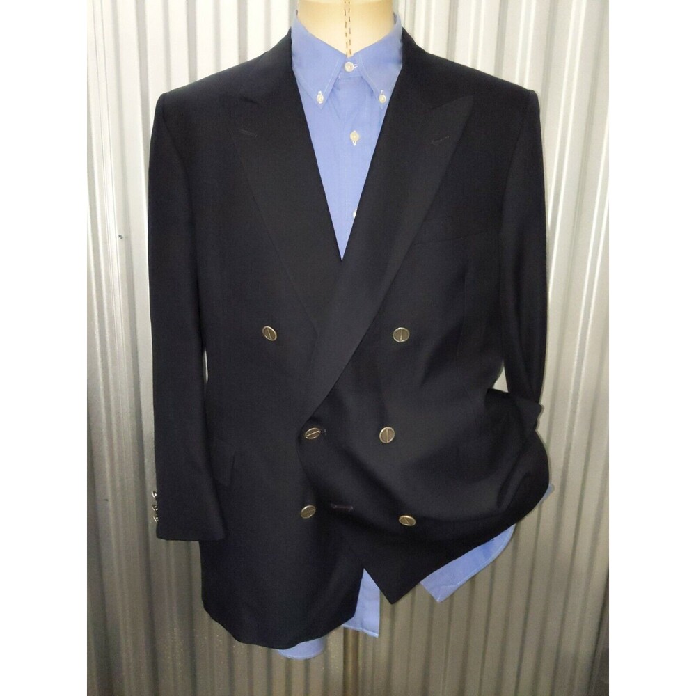 42R Vintage Christian DIOR Hopsack 6/4 Double Breasted peak Coat Jacket Blazer